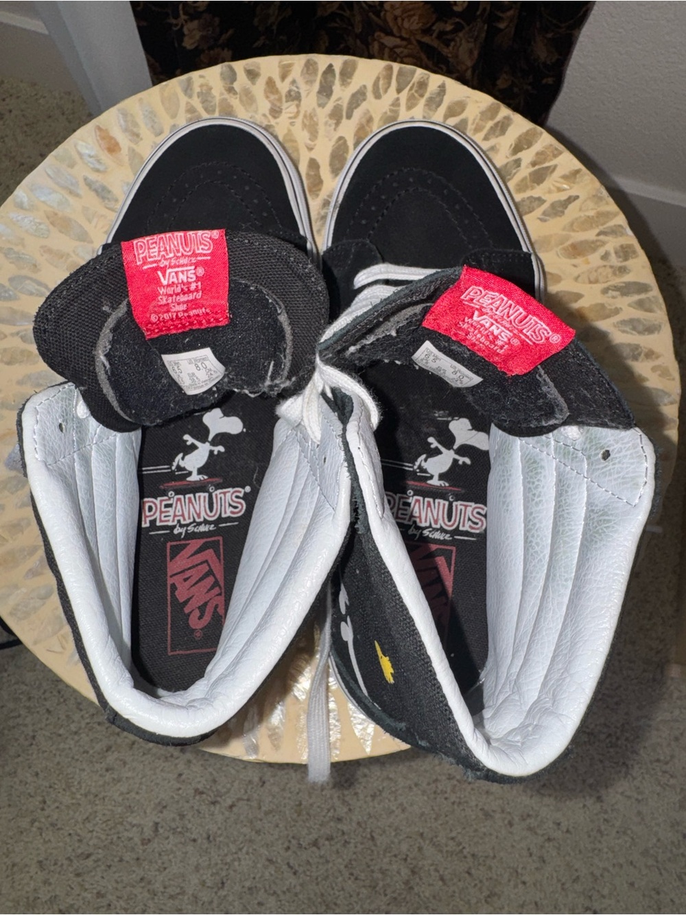 Vans x Peanuts Snoopy Skeleton Sk8-Hi Black High Top Sneakers Men’s 6.5 - Picture 8 of 9